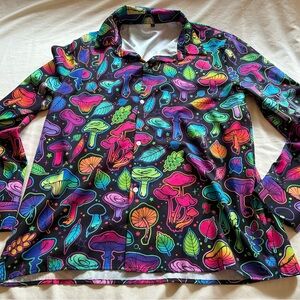Trippy Neon Mushroom rave party festival hippie large Shirt